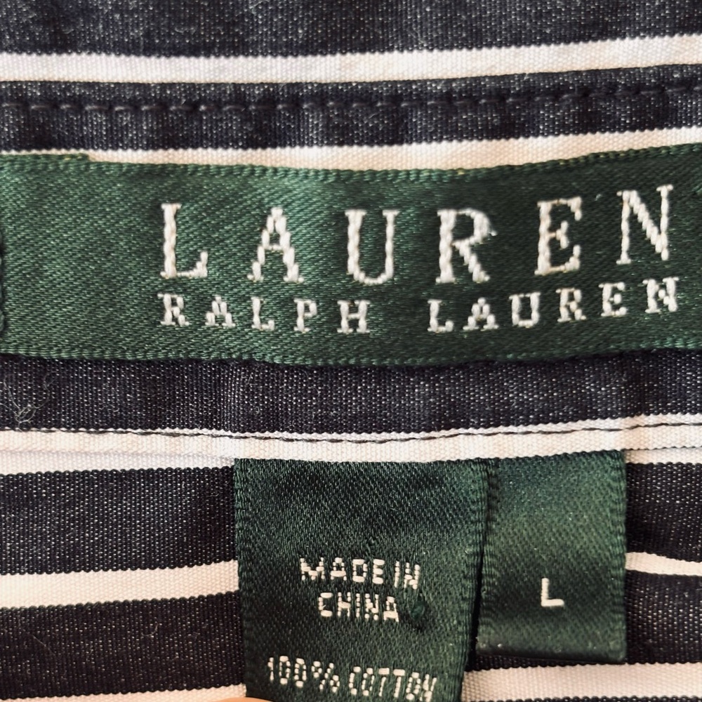 Ralph Lauren Navy and White Striped Button Shirt